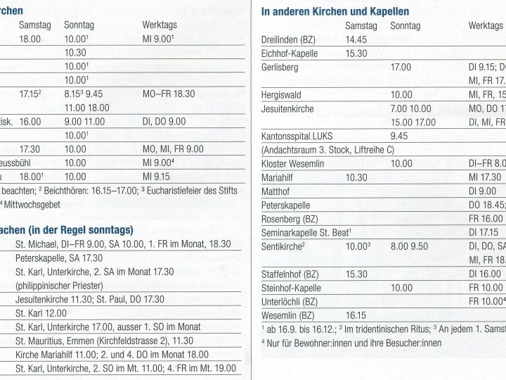 HORARIOS DE MISA et al.